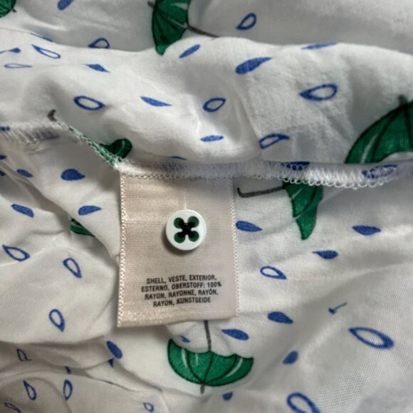Maeve Womens White Green Umbrella Print Button-Up Long Sleeve Blouse Top Size 8 - Picture 4 of 8